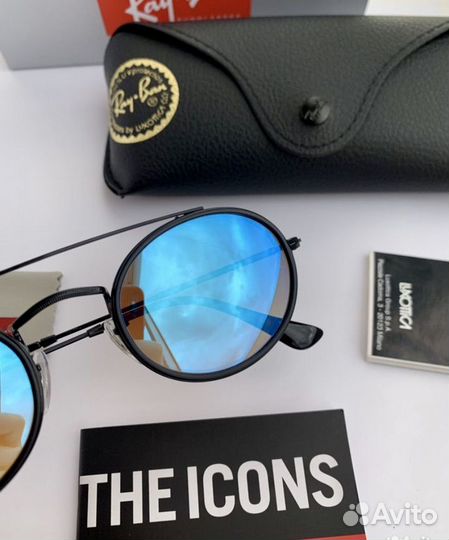 Очки ray ban oval Double Bridge зеркальные