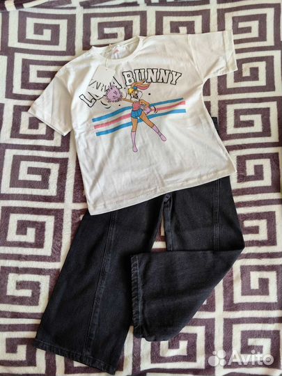 Джинсы черные футболка для девочки zara