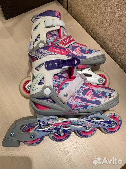 Роликовые коньки детские, шлем, защита