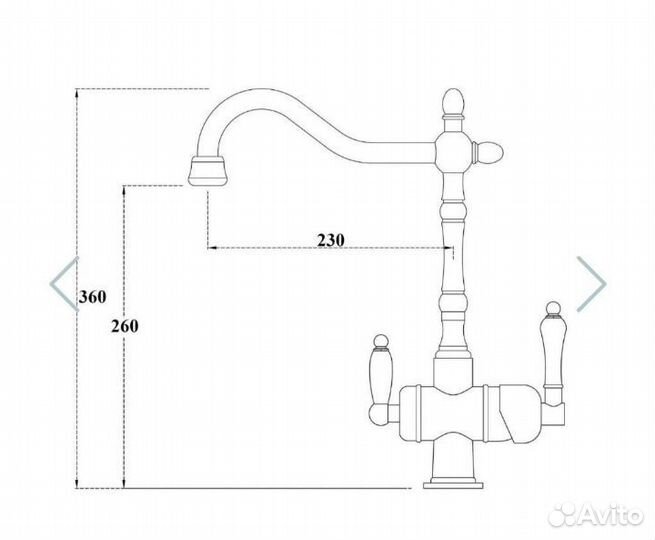 Смеситель для кухни с фильтром латунь