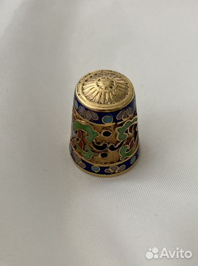 Винтажный наперсток, выемчатая эмаль, редкость