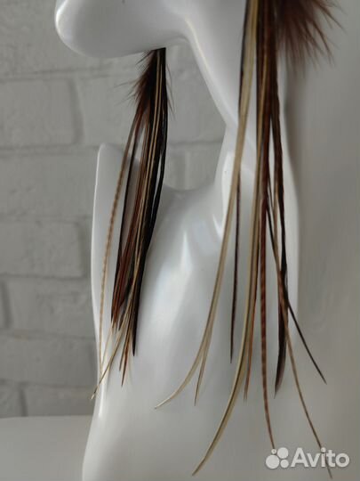 Серьги из натуральных перьев