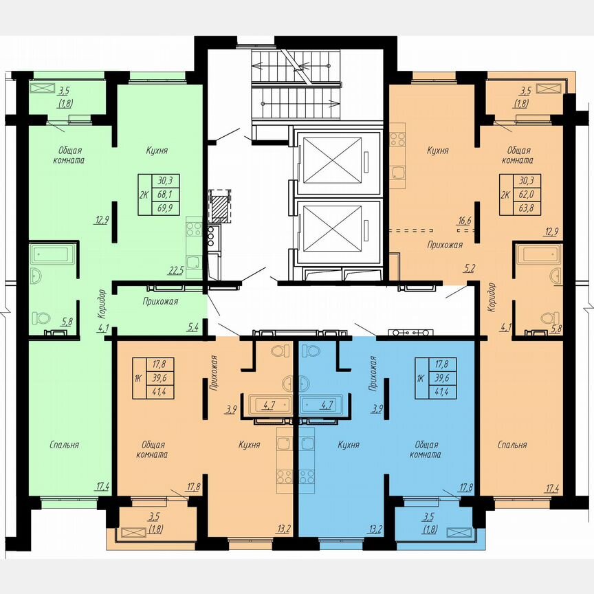 1-к. квартира, 41,4 м², 12/17 эт.