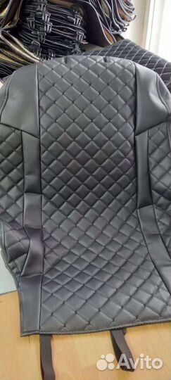 Чехлы на volkswagen polo чёрный Франт+ экокожа