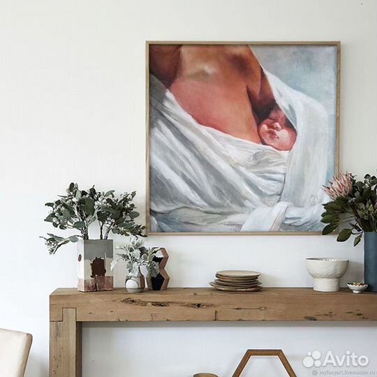 Картина с младенцем 70*70 см