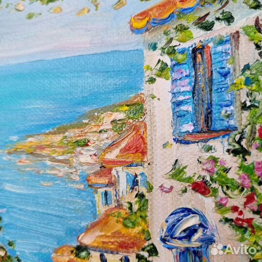 Греция пейзаж морской картина маслом море