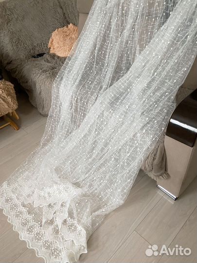 Тюль готовая на ленте