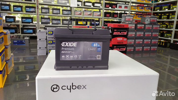 Аккумулятор 61Ah Exide 600A низкий обратный EA612