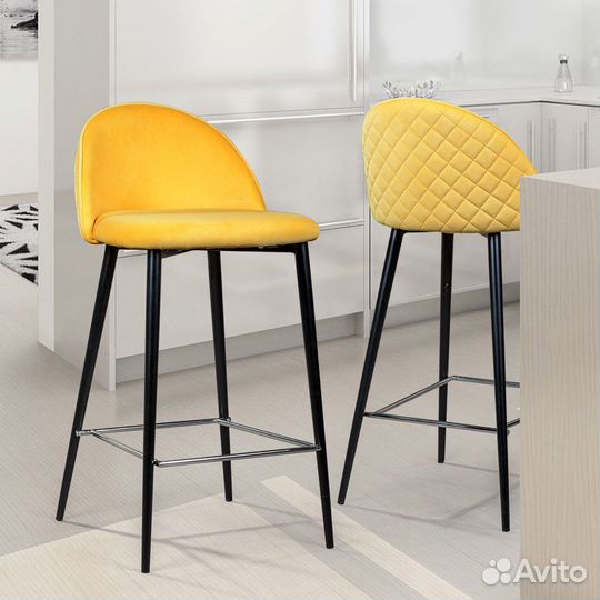 Стул полубарный Marcus, бархат желтый