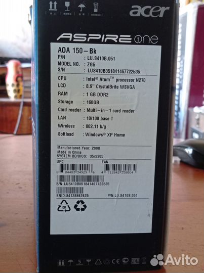 Нетбук Acer Aspire One AOA150 BK