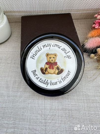 Утяжелитель для бумаги стекло мишка Англия 1996