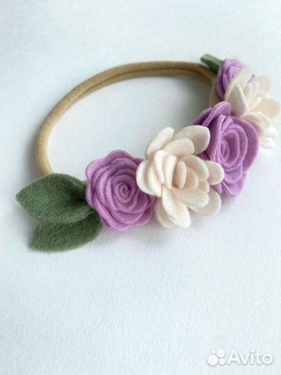 Ободок с цветами из фетра