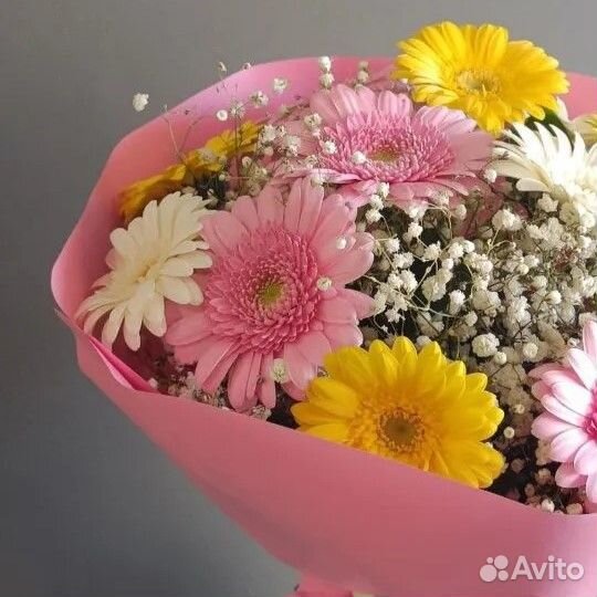 Цветы Гипсофила Герберы Букет гербер