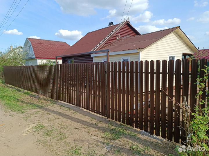 Бюджетный забор 20 м с воротами 4 м, штакетник