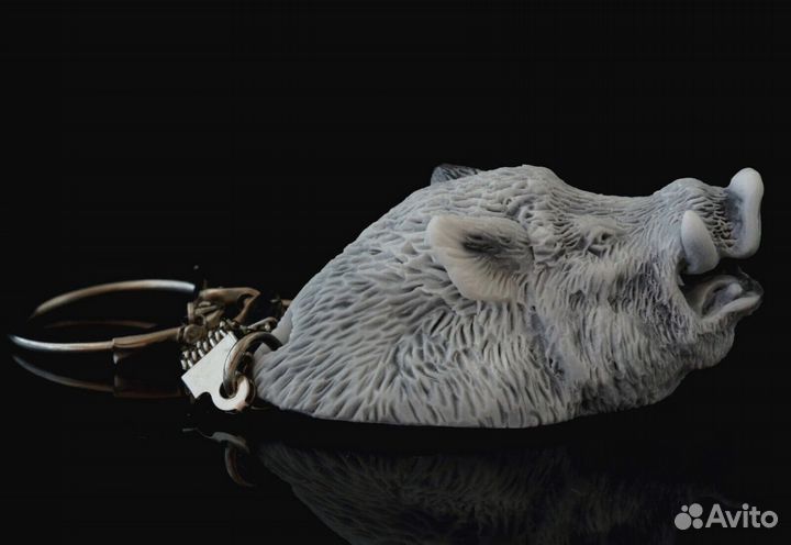 Брелок Голова Дикого Кабана литьевой мрамор