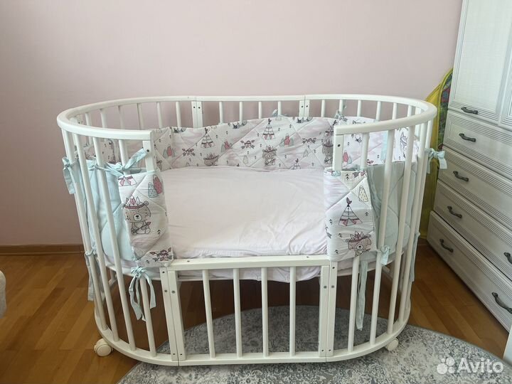 Детская кроватка трансформер круглая