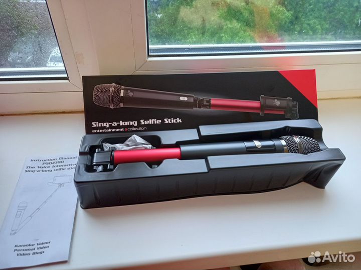 Селфи палка с микрофоном