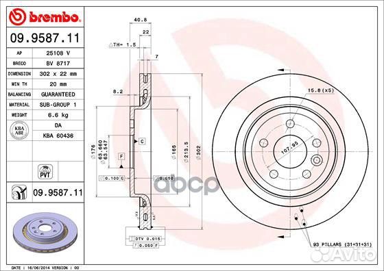 Диск тормозной задн. с уф покрытием volvo S60 I