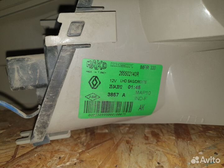 Фонарь задний наружный Renault Fluence