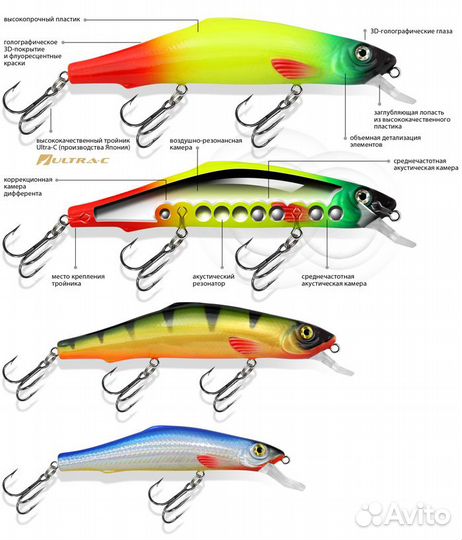 Набор из 5 шт воблеров aqua kronos Z-110 110mm, в