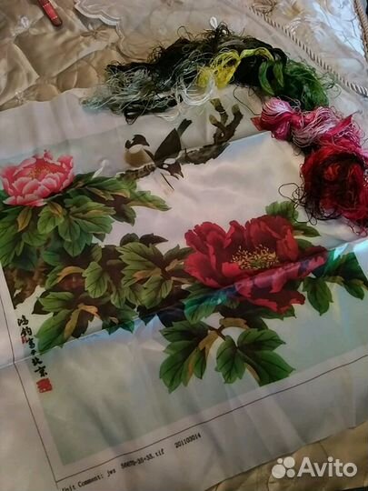 Пионы схема, гладь