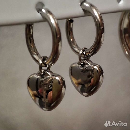 Серьги конго с сердечками