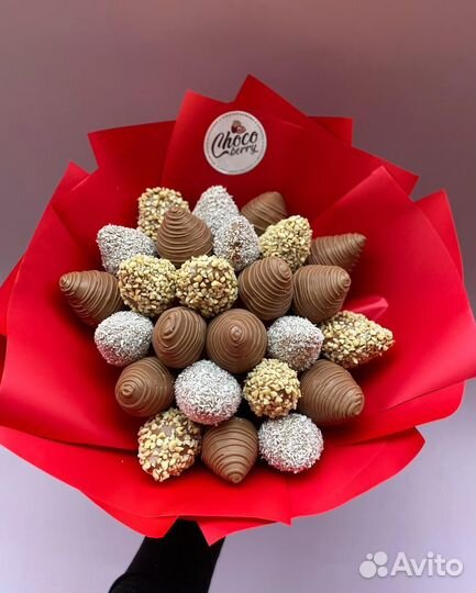 Съедобный букет из клубники в шоколаде «Шоко» -М