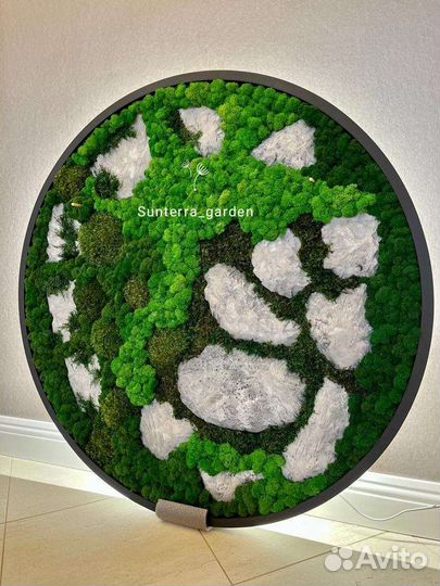 Панно со мхом лофт с подсветкой