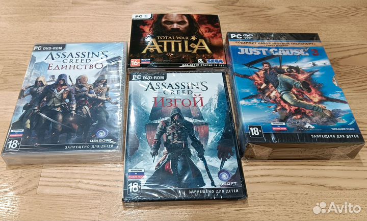Диски на PC,новые Atilla, Assassin's creed