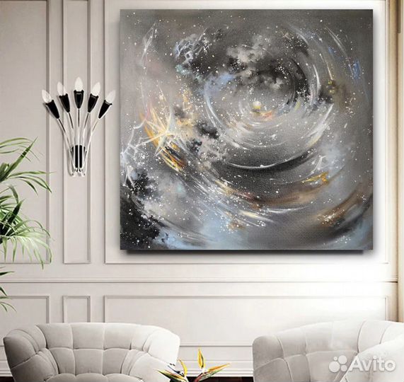 Картина маслом для интерьера Серая абстракция