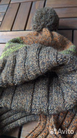 Шапка и шарф ручная работа Альпака шерсть