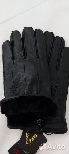 Перчатки мужские оленья кожа натур-й мех цигейка