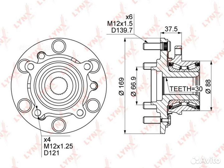 Lynxauto WH-1126 Ступица колеса перед прав/лев