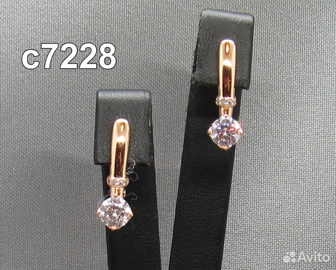 Позолоченные серьги с цирконами с7228 (новые)