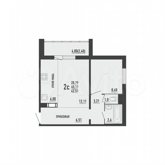 2-к. квартира, 42,5 м², 14/16 эт.