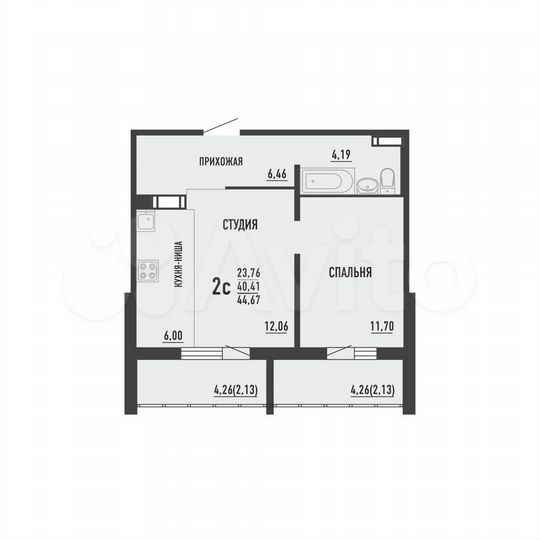 2-к. квартира, 44,7 м², 8/16 эт.