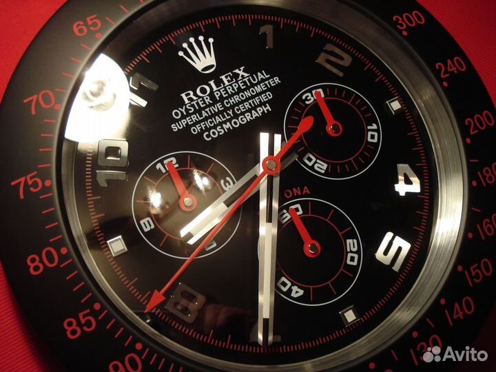 Большие Настенные Часы Ролекс Красно-Черные