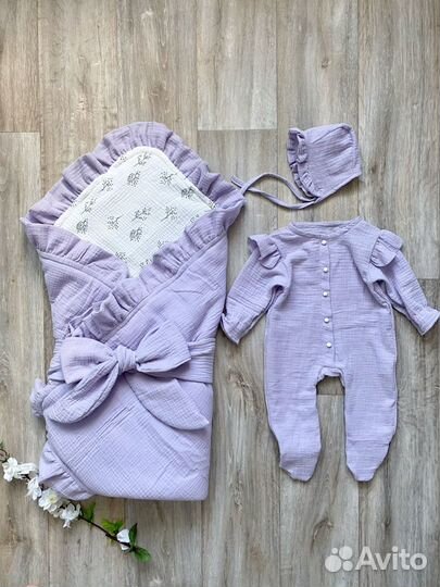 Конверт-одеяло на выписку из муслина