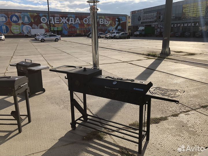 Мангал с печью под казан из стали 5мм гриль