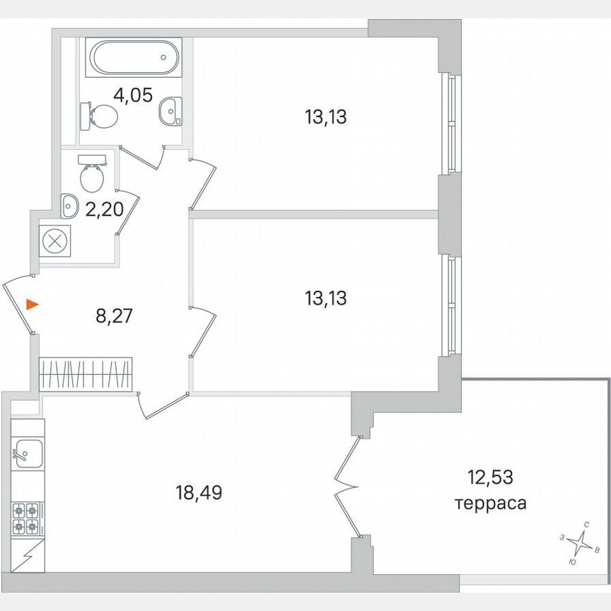 2-к. квартира, 63 м², 1/4 эт.