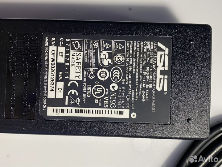 Зарядка для ноутбука asus 19v