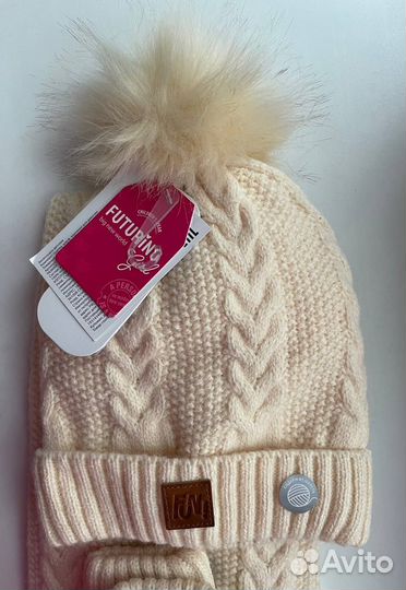 Шапка+шарф+варежки для девочки