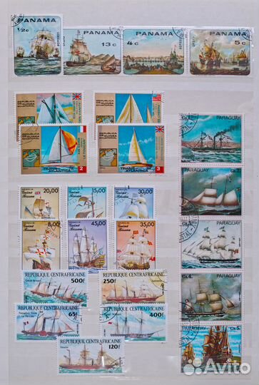 Марки почтовые иностранные, гашенные парусники