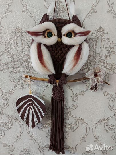 Панно Сова в технике макраме
