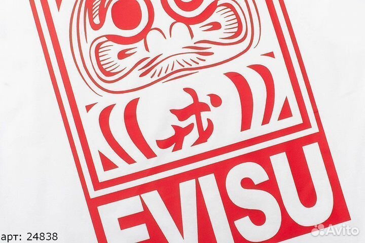 Футболка Evisu square logo red Белая