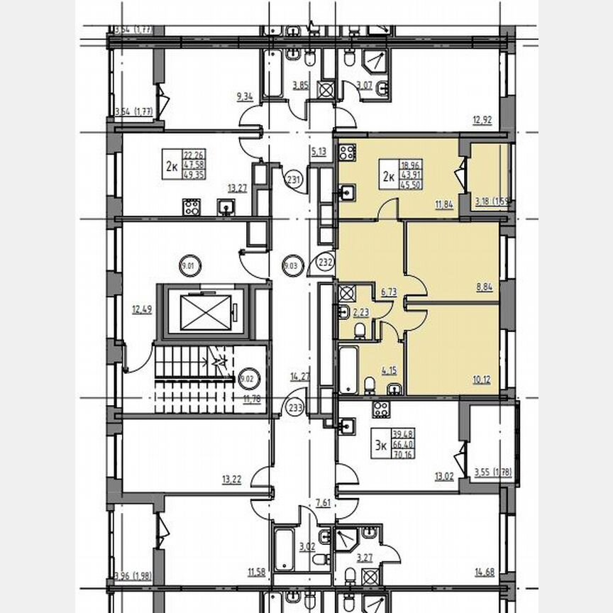 2-к. квартира, 45,5 м², 9/12 эт.
