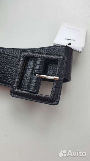 Ремень новый женский кожаный черный,reserved