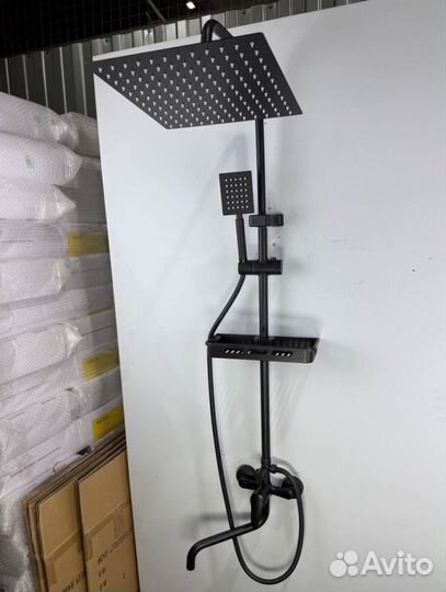 Душевая система 3 в 1 с дилнным краном черная