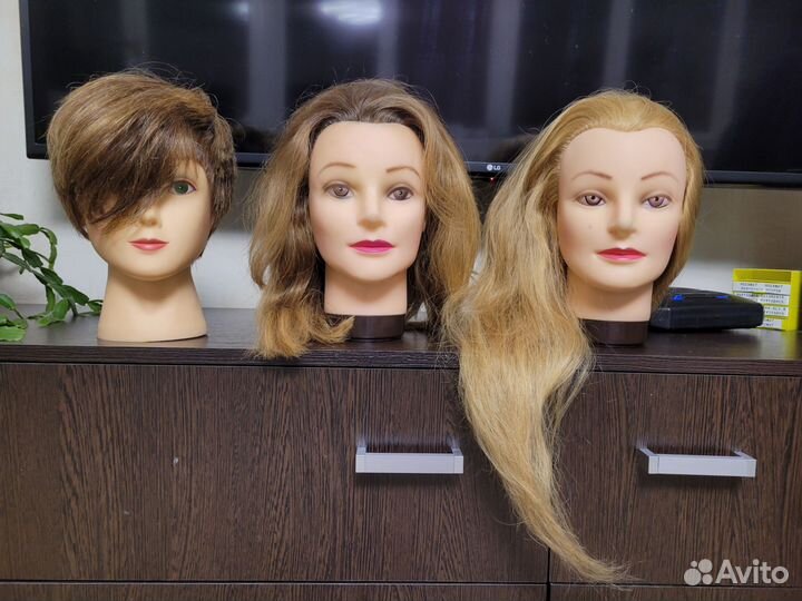 Болванка (голова манекен) натуральные волосы