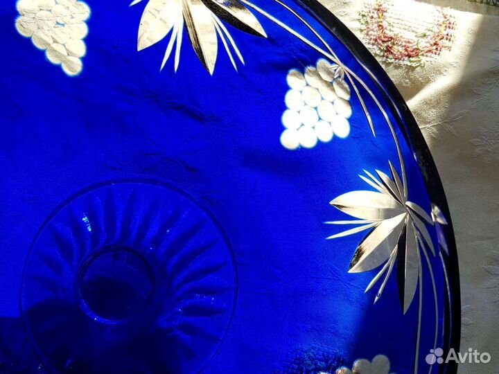 Ваза цветной хрусталь, фруктовница, конфетница, си